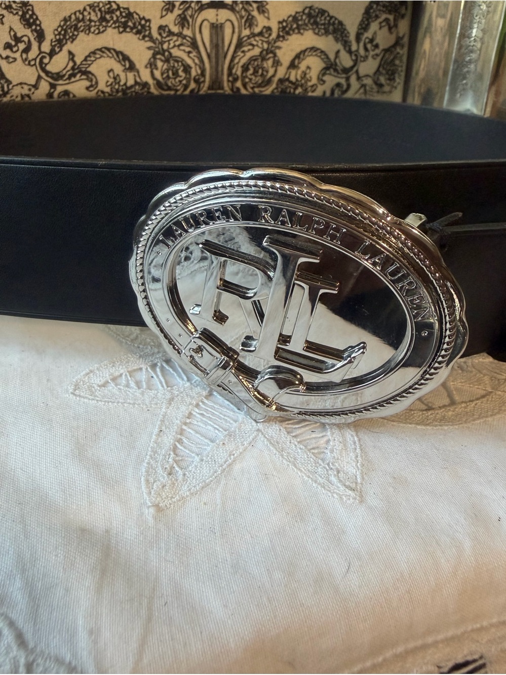 Ralph Lauren black leather silver logo buckle M - Picture 4 of 8